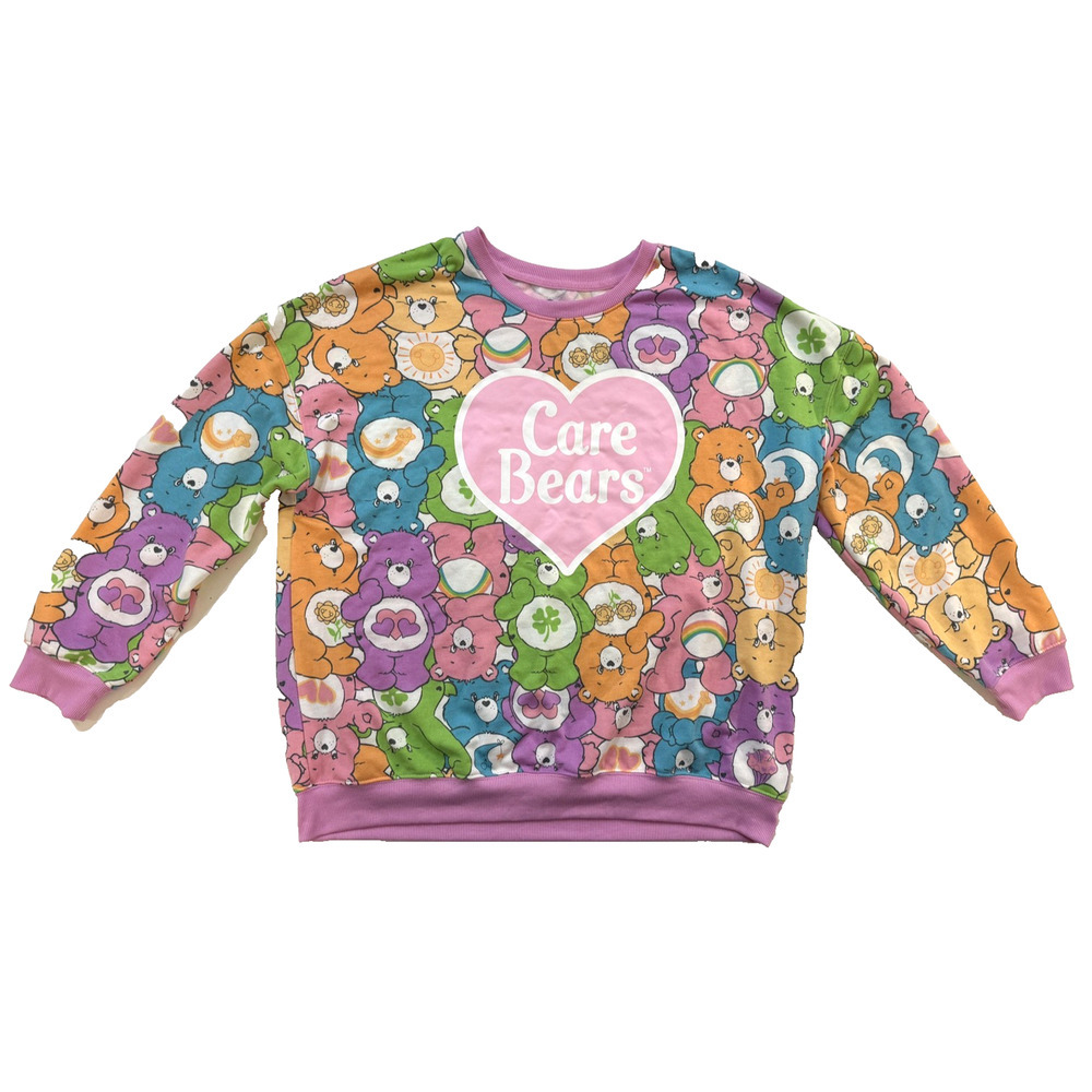 Care Bears Boxy Sweatshirt Womens XL Multicolor All Over Print Pullover Hybrid